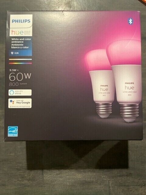 Philips Hue White & Color Ambiance A19 Bluetooth 60W Smart LED Bulb 548610 NEW
