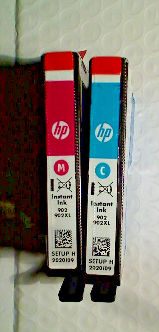 HP 902 XL Cyan & Magenta Ink Cartridges - Oct 2020 - New Sealed Cartridge Packs