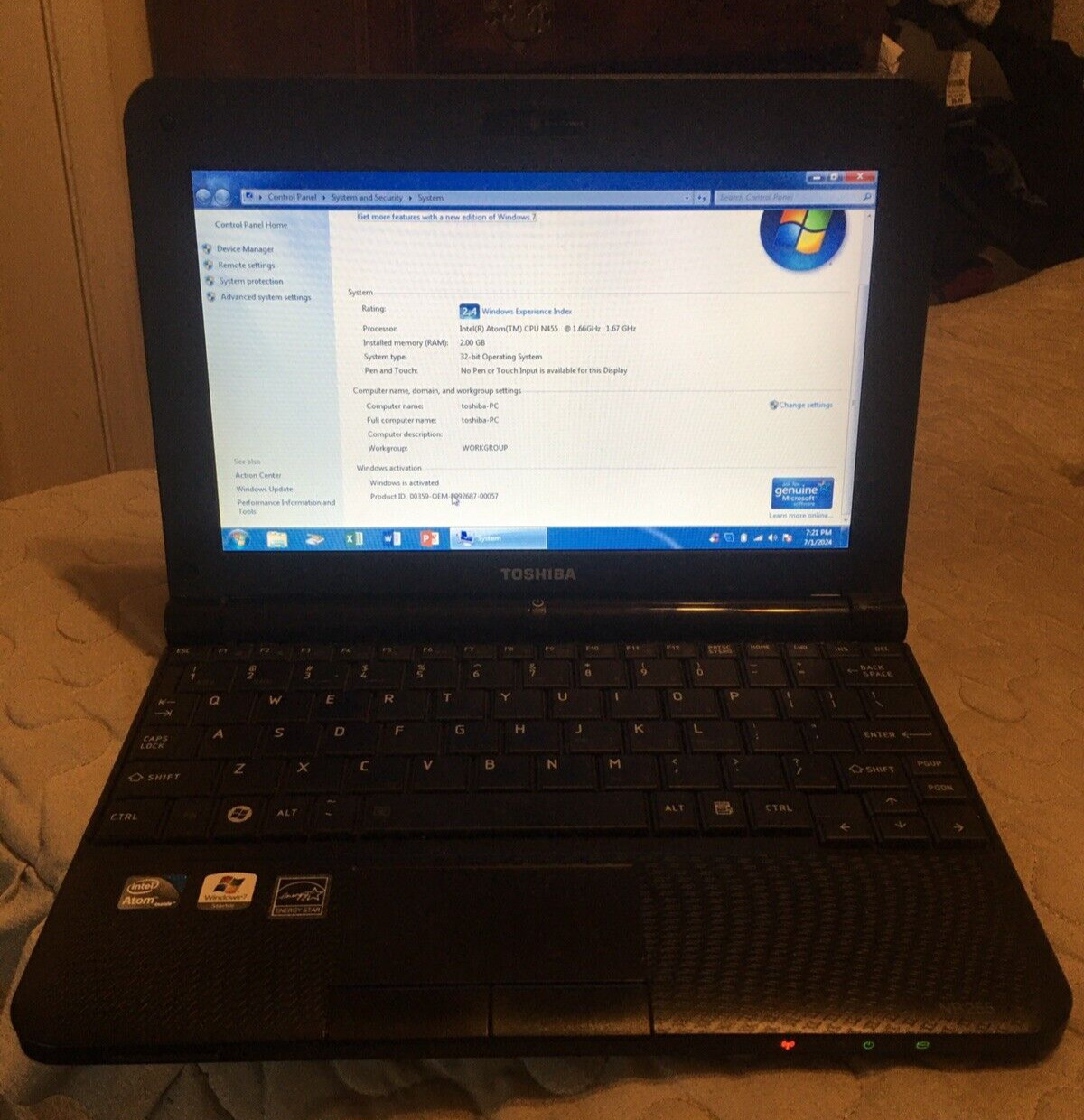 Mini Laptop with Microsoft Office 2013 2gb 30gb NB255