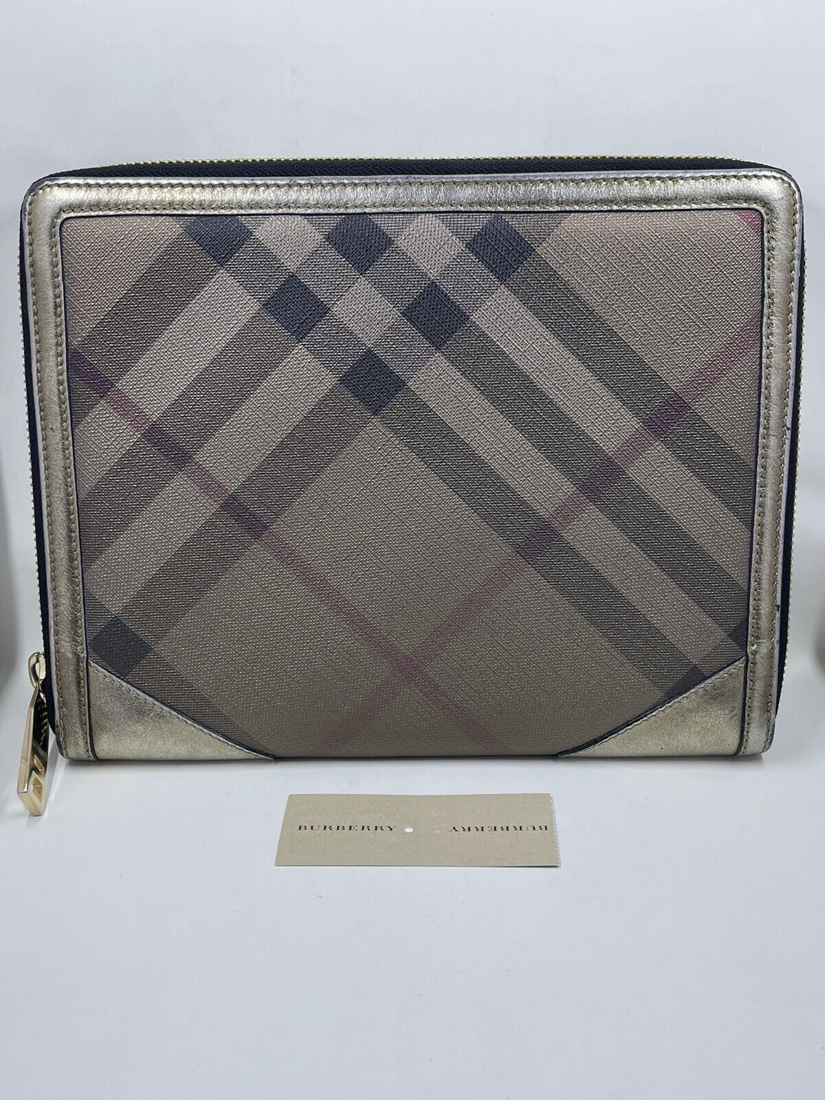 Burberry Iconic Metal Nova Check iPad Tablet Case Carrier Tech Accessory