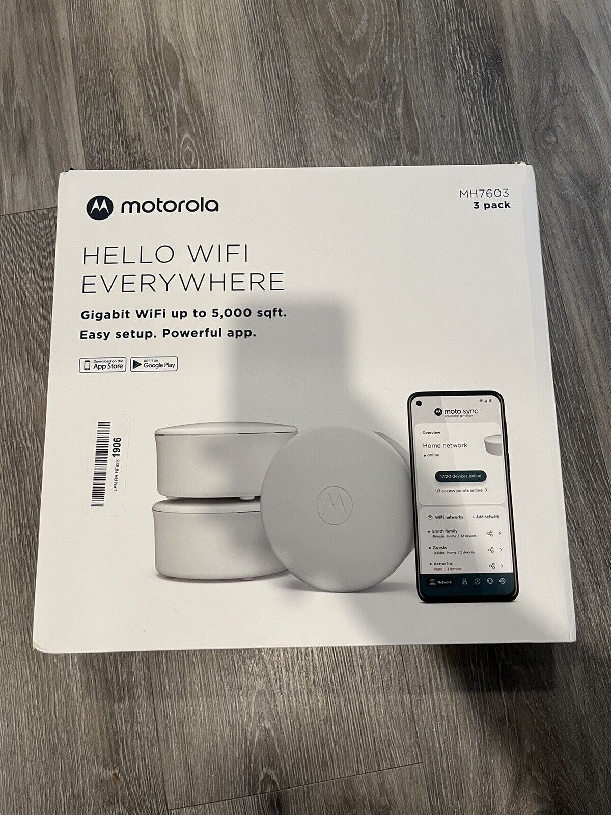 Motorola MH7603 White AX1800 Dual-band Mesh Gigabit WiFi 6 Router Pack Of 3