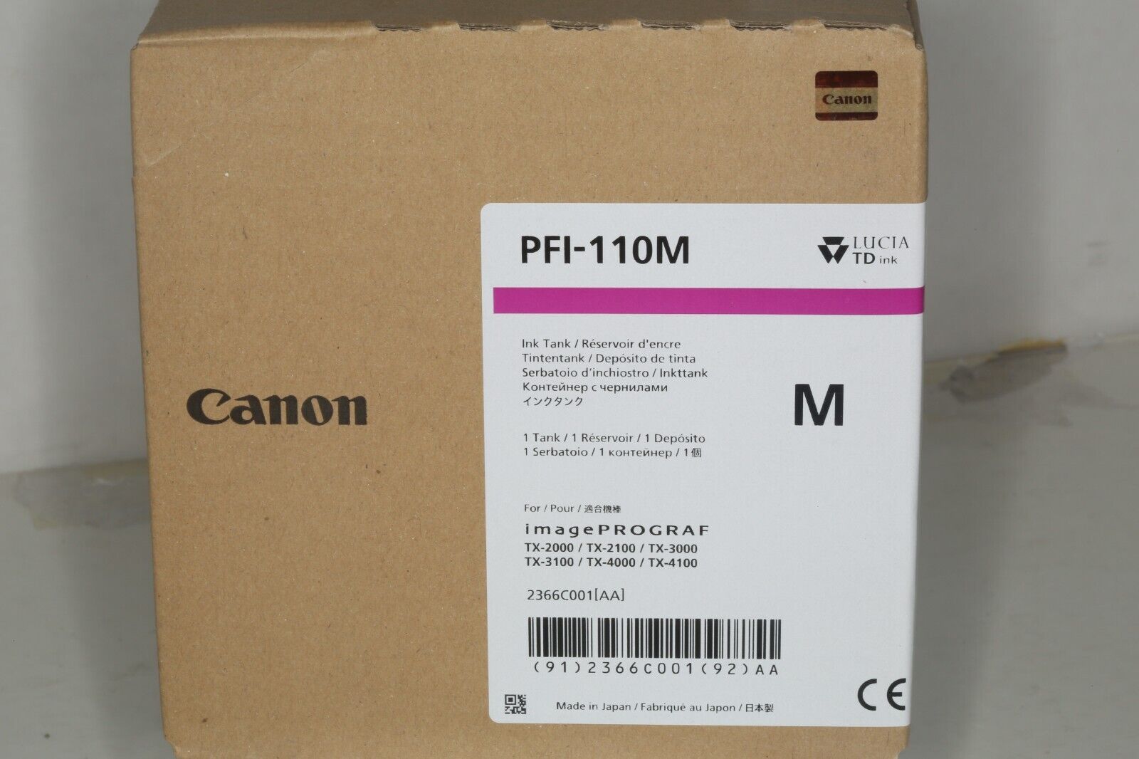 OEM Genuine Canon PFI-110M 160ml Magenta Ink Tank TX Series - EXP: 2/2024 - READ