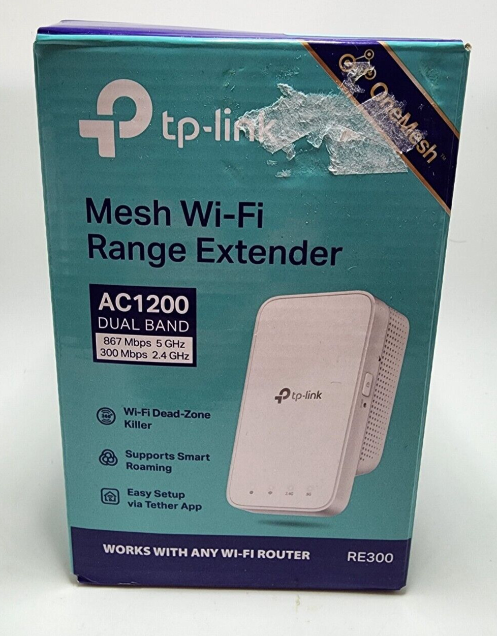 TP-Link Network RE300 AC1200 Mesh Wi-Fi Range Extender 2.4GHz band & 5GHz band