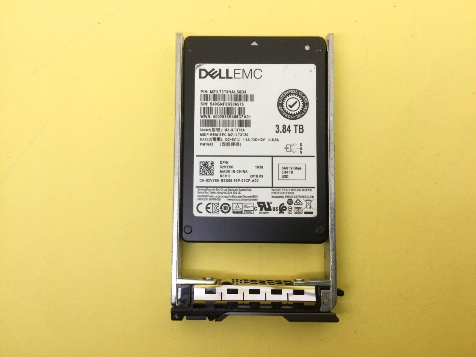 *** 2VY8H Dell 3.84TB SAS 12Gbps Read Intensive 2.5\'\' SSD 02VY8H MZ-ILT3T8A ***