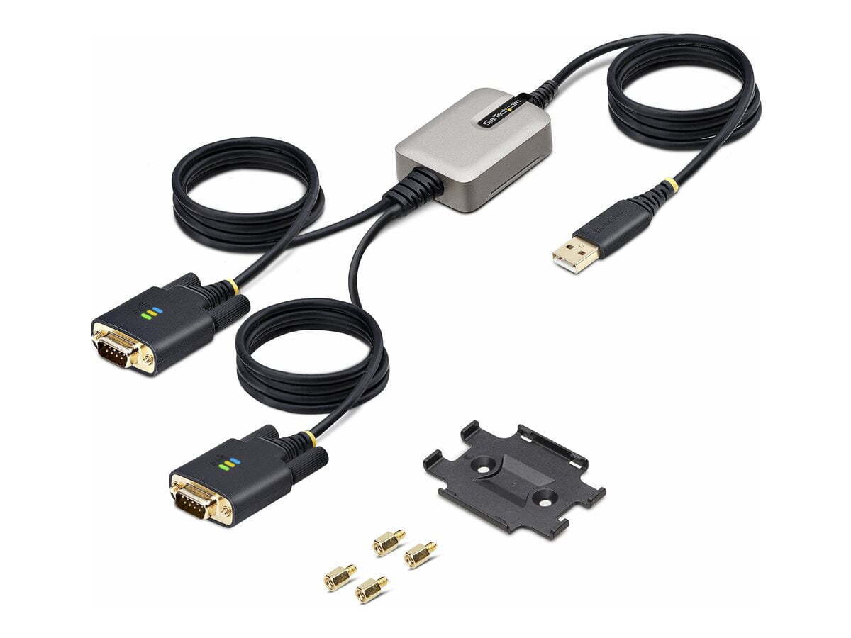 StarTech.com 13ft [4m] 2-Port USB to Serial Adapter Cable, COM Retention, FTDI,
