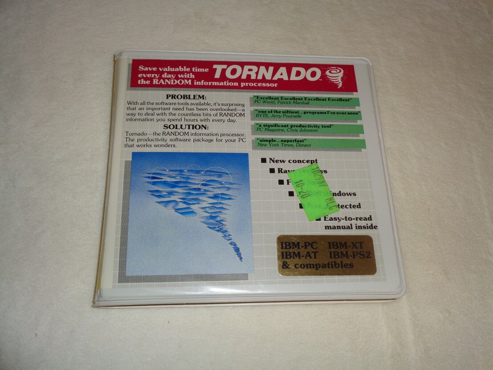Tornado Information Processor Micro Logic 1987 IBM PC Rare Original Software