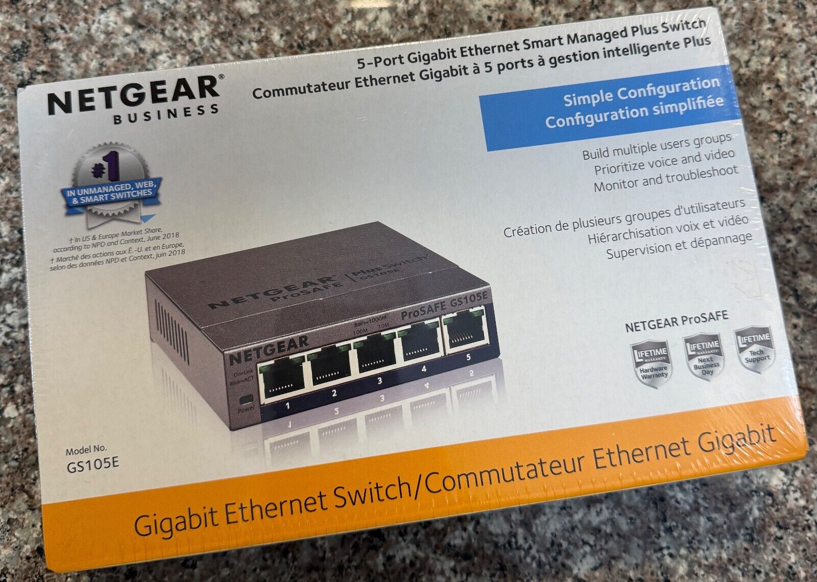 NETGEAR ProSafe GS105E-200NAS 5-Port Gigabit Ethernet Smart Managed Plus Switch