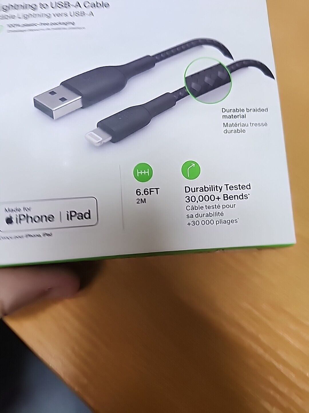 Belkin BOOST CHARGE Braided Lightning to USB-A ChargeSync Cable 6.6 ft. Black