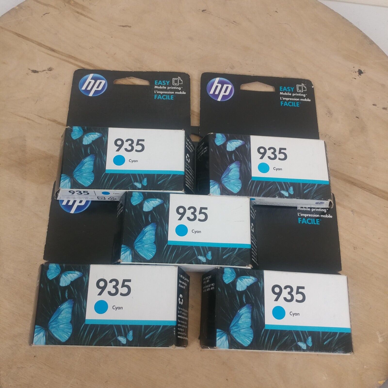 Lot of 5 Genuine HP 935 Cyan Ink Cartridges NOS Expired