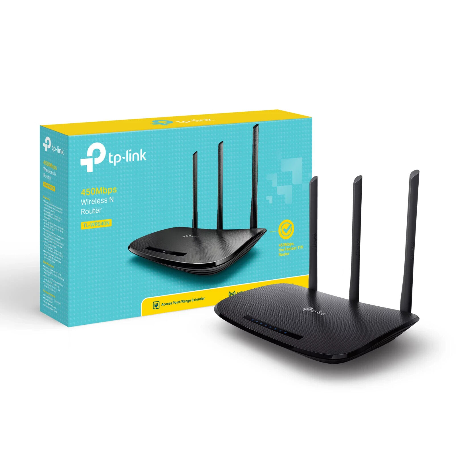 TP-Link 450 Mbps TL-WR940N Wireless N Router/Access Point/Range Extender - Black