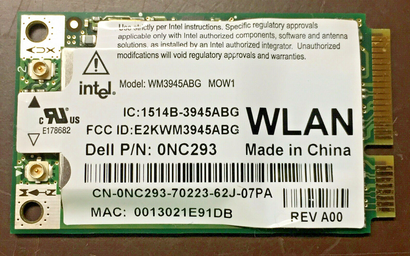 Intel Genuine Wireless Card OEM WM3945ABG 0NC293