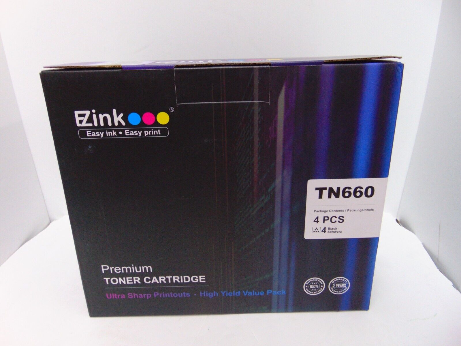 Ezink 4-Pack BLACK Toner Cartridge For TN660 Compatible