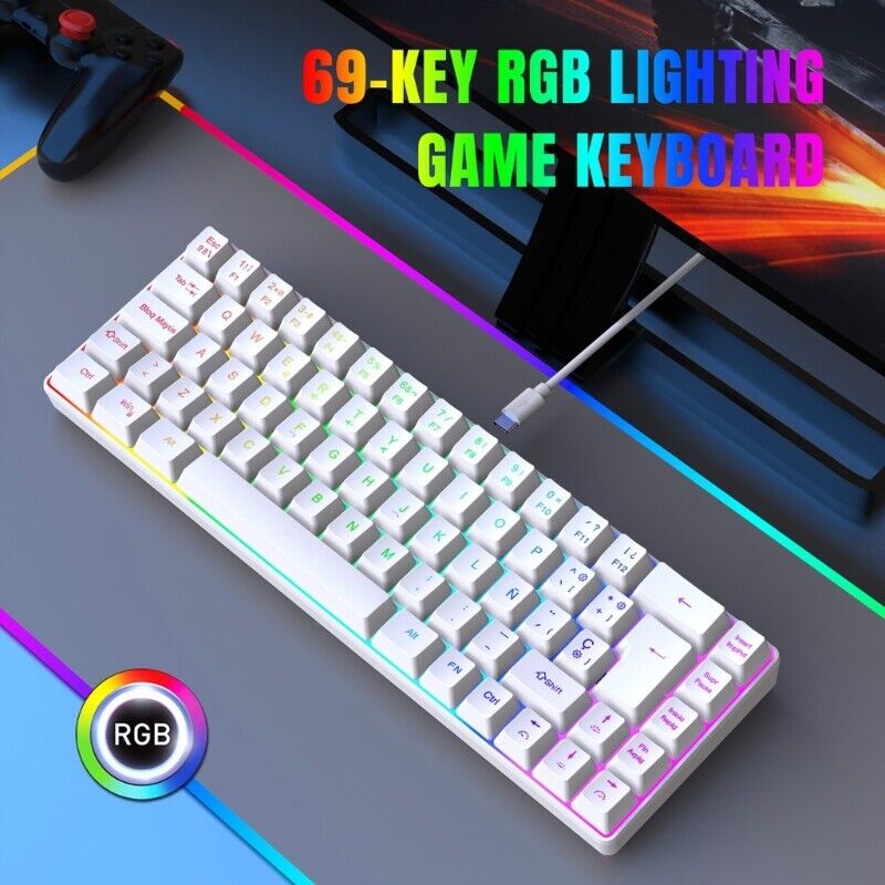 Gaming Keyboard Spanish RGB Backlits Computer Keyboard Corded Keyboard for PC