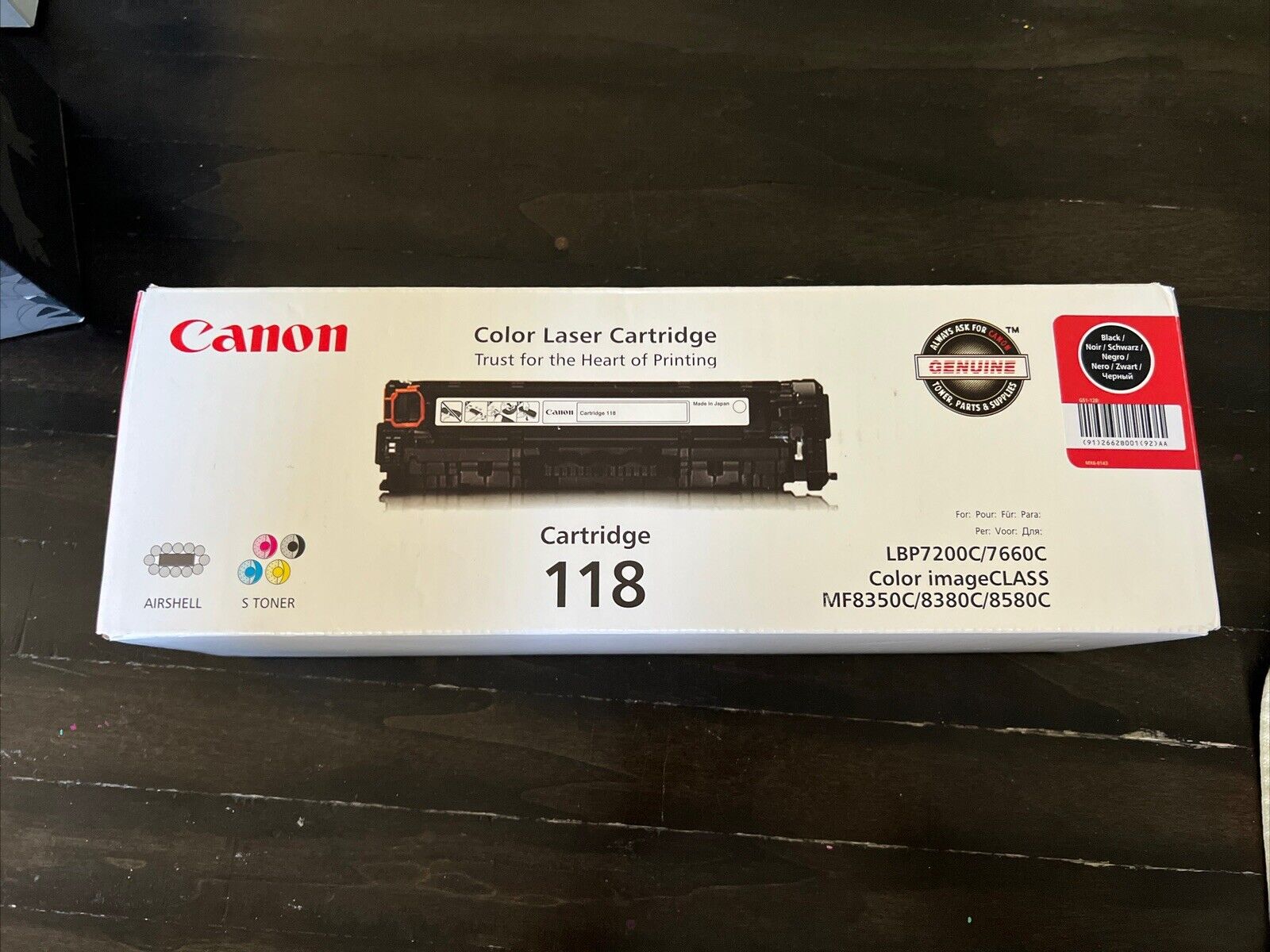 CANON Cartridge 118 Color Laser Cartridge Black New and Sealed in Box