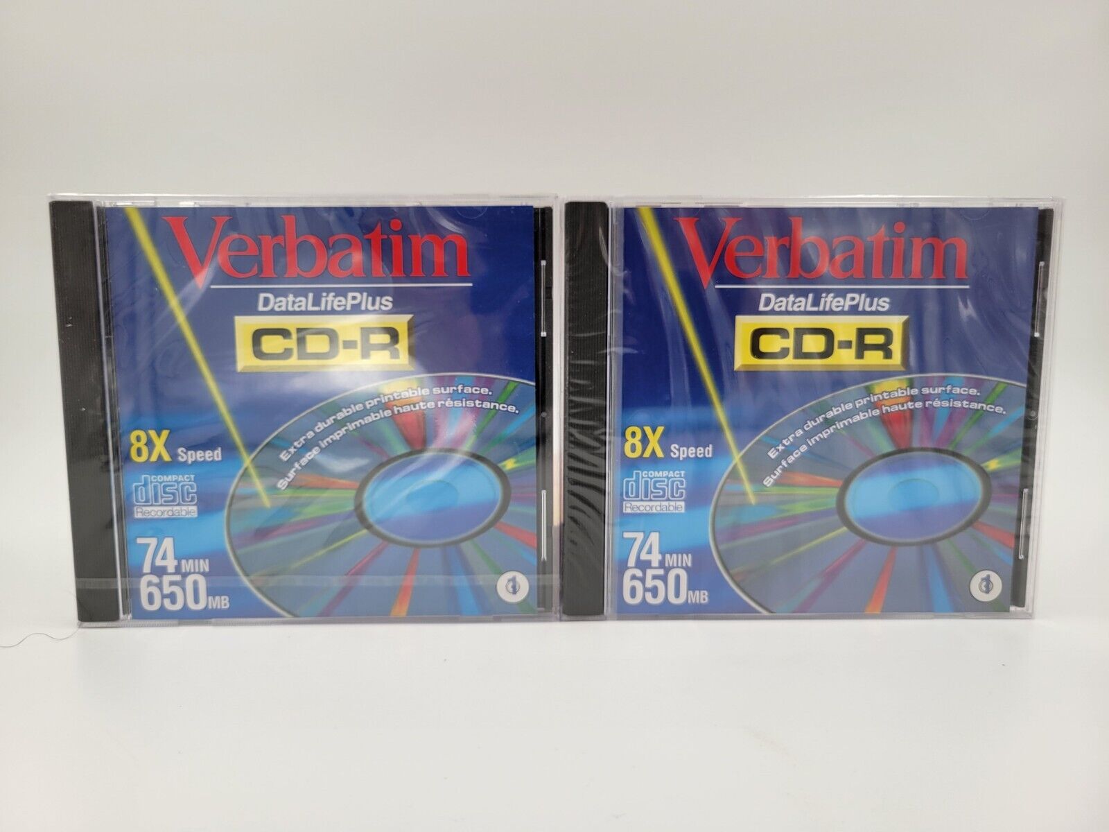  VERBATIM DATA LIFE PLUS CD-R 650 MB 8X SPEED BRAND NEW Factory Sealed Lot Of 2