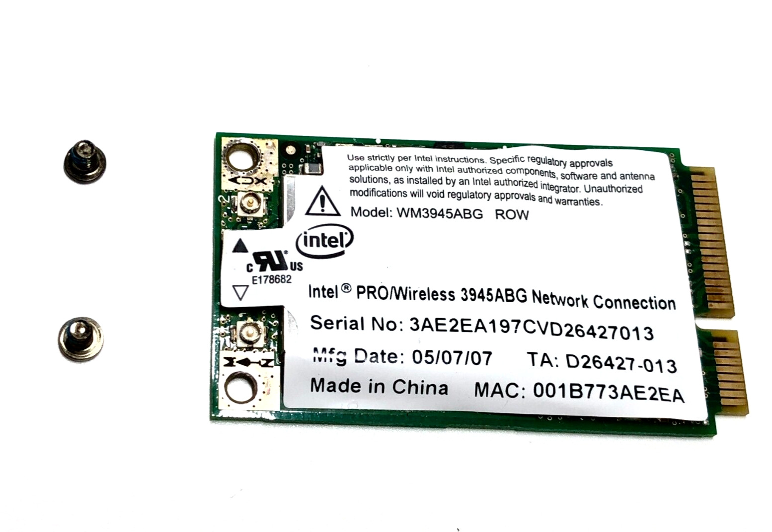 Intel PRO/Wireless WM3945ABG 54Mbps 802.11a/b/g Mini PCI Express WIFI Card