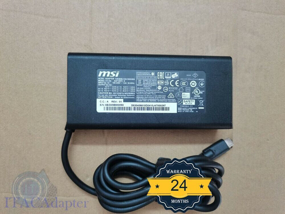 New OEM 20V 4.5A 90W ADP-90FE D For MSI PRESTIGE 14 A10SC-020US Charger Adapter