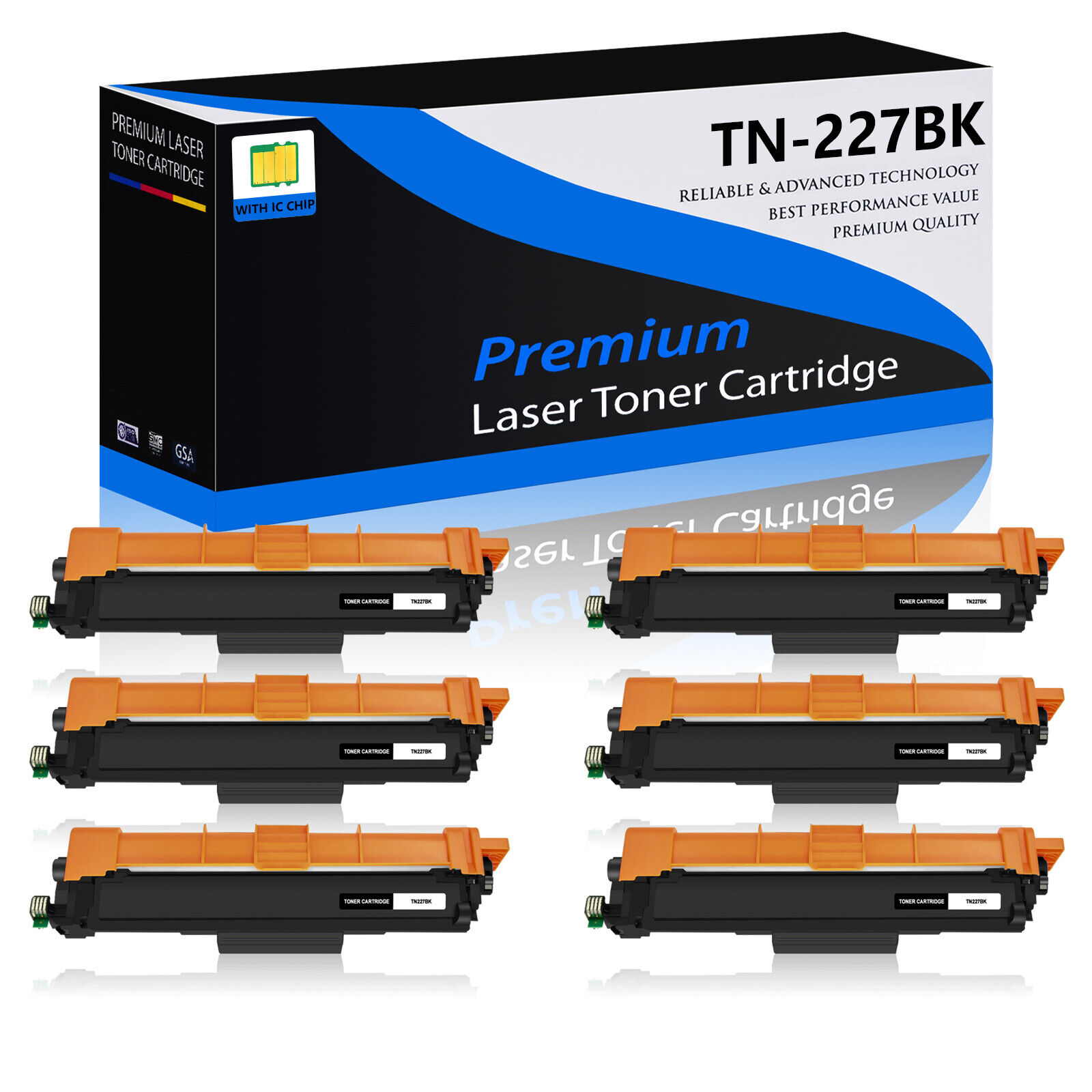 6PK TN227 Black Toner Cartridge for Brother HL-L3210CW HL-L3230CDW L3270CDW