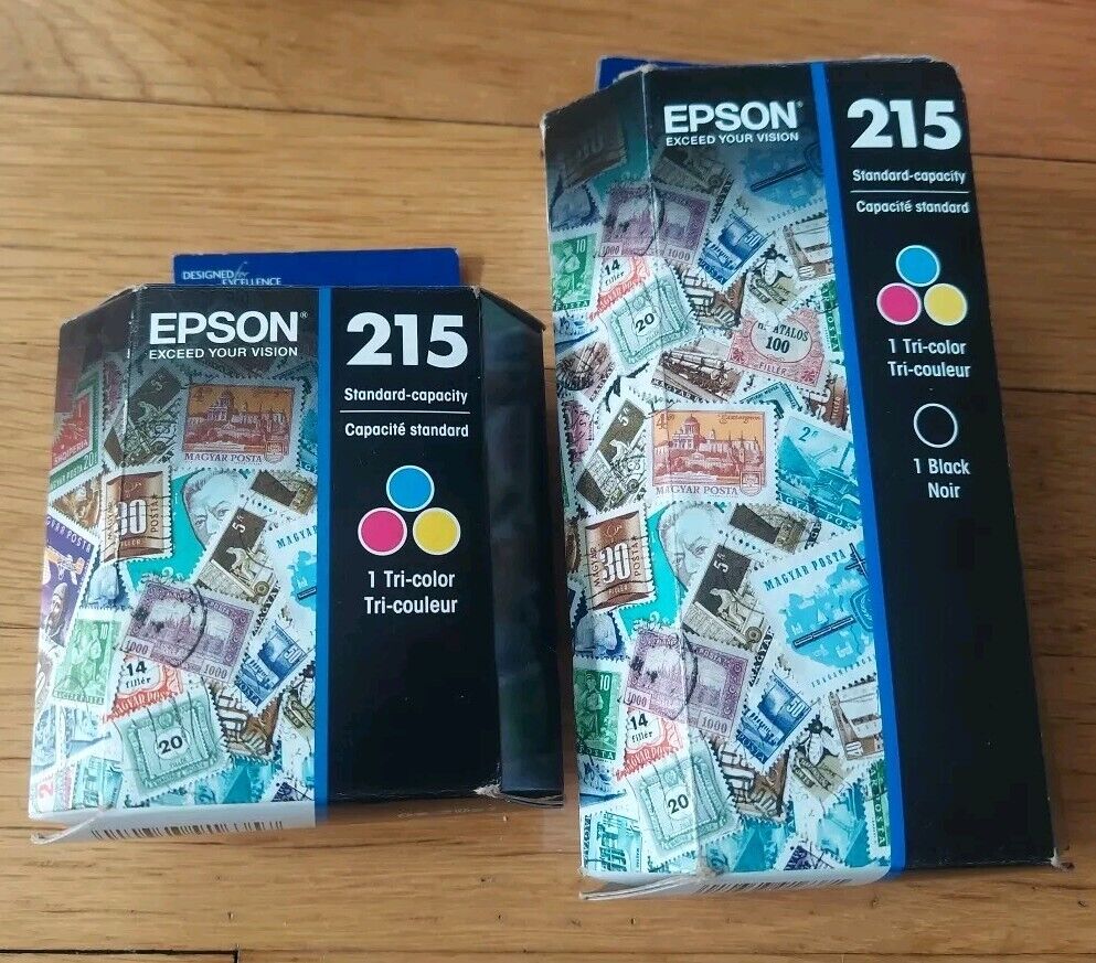 3-Pack Genuine Epson 215 Black & Tri-Color (2) Ink Cartridge - NEW & GUARANTEED 