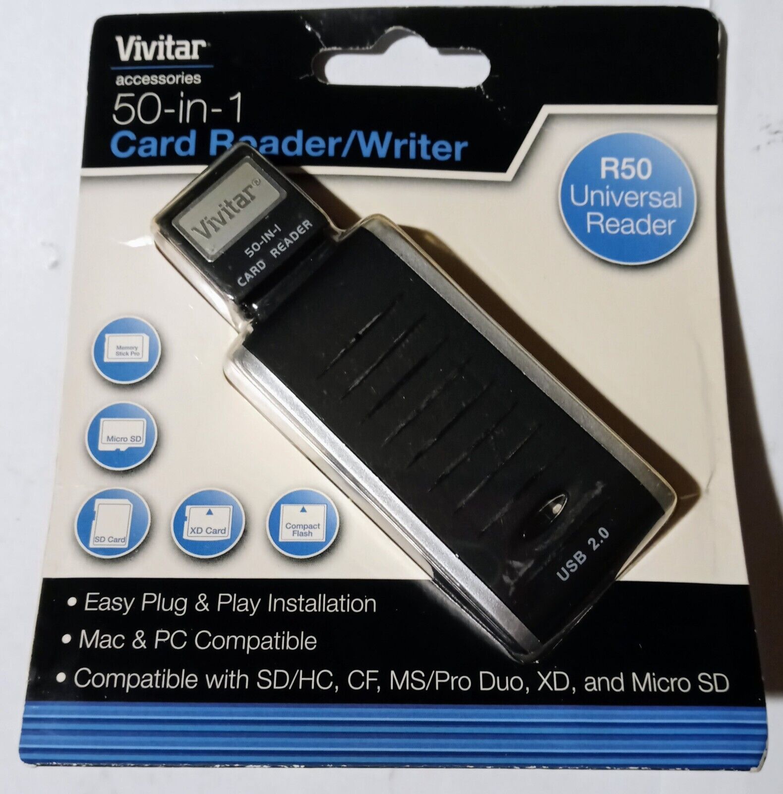 50-in-1 Univer Card Read Writer Vivitar High Speed USB 2.0 Mac or PC |
