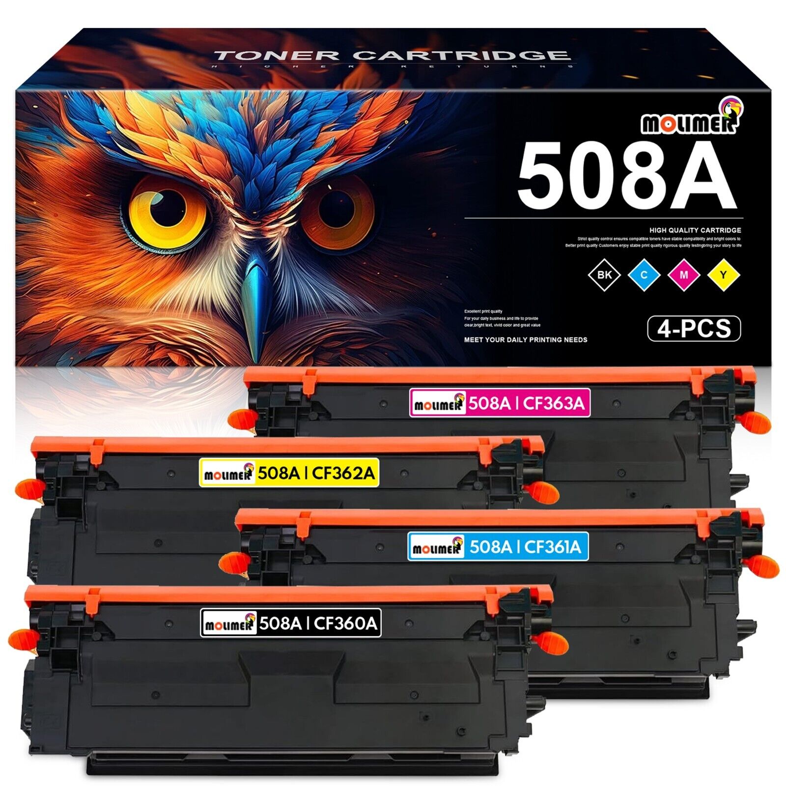 CE285A Replacement for HP 508A Toner 508X Cyan High Yield M553dh M553x M577 4 PK
