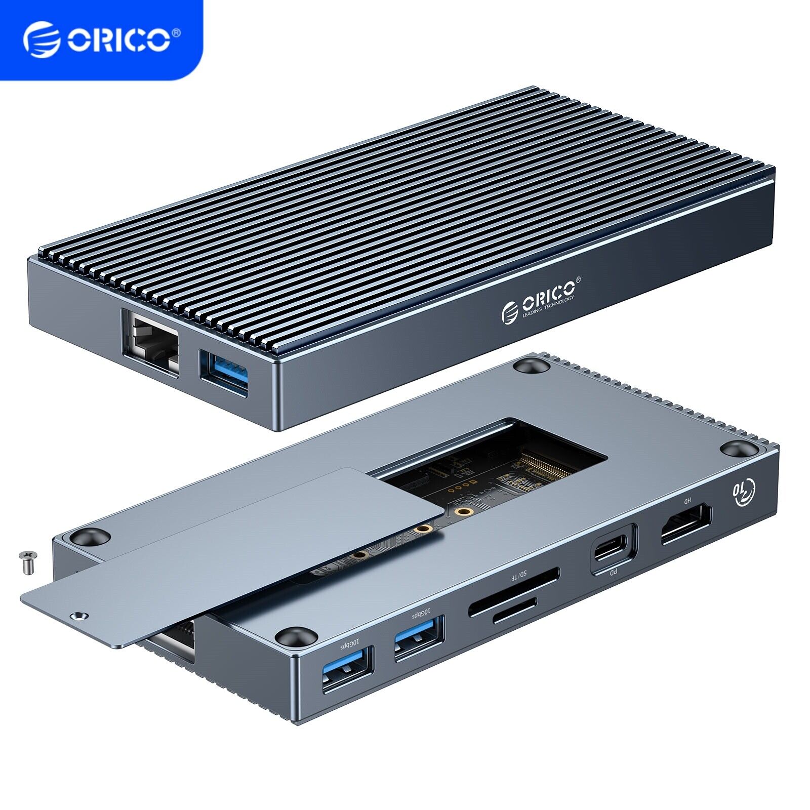 ORICO 9 in 1 USB C Dock+External M.2 NVMe SSD Enclosure to 4K30Hz PD100W For Mac