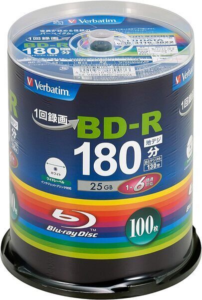 Verbatim Blank Blu-ray BD-R VBR130RP100SV4 25GB 1-6x New