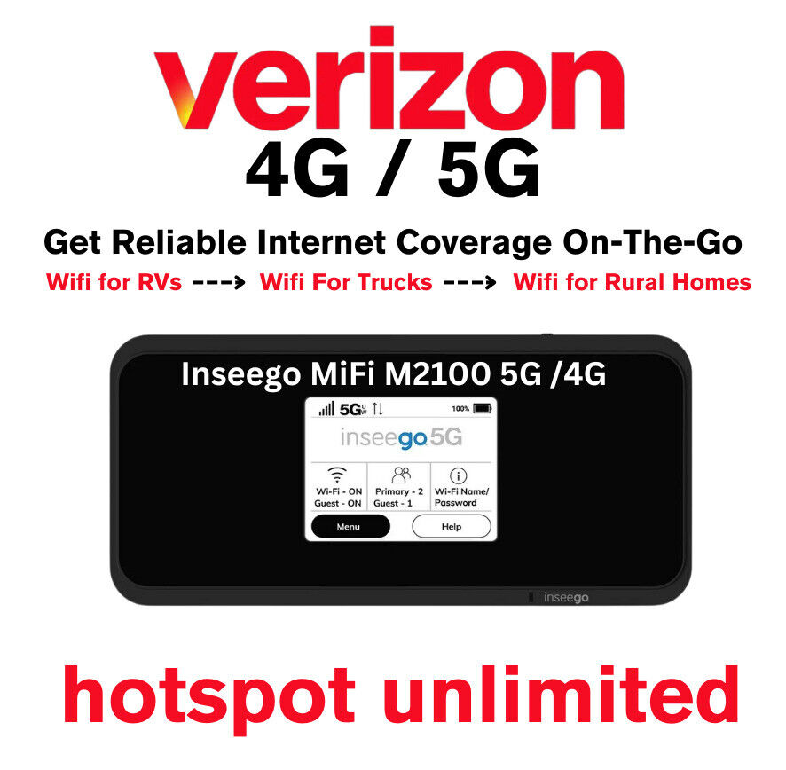 Verizon Unlimited Data 5G / 4G  | No Throttling | 100 /Monthly | M2100 4G / 5G