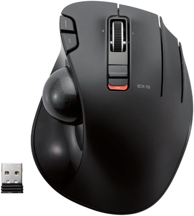 ELECOM EX-G Trackball Mouse, 2.4GHz Wireless, Thumb-operated, Right Handed 