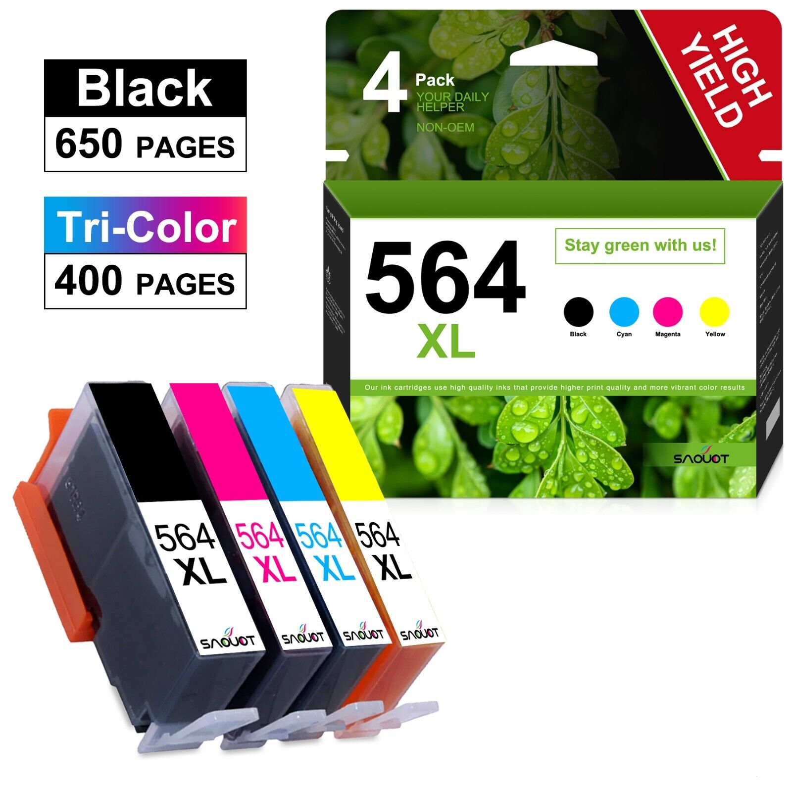 564XL Ink Cartridges  Replacement for HP PhotoSmart B8550 DeskJet 3520 3522