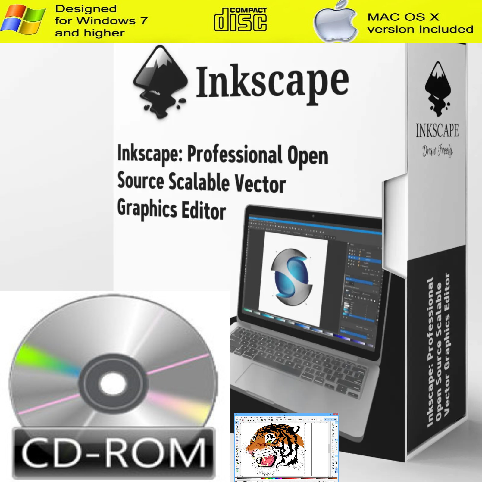Inkscape Pro Illustrator Vector Graphic Design Software for Windows & Mac on CD