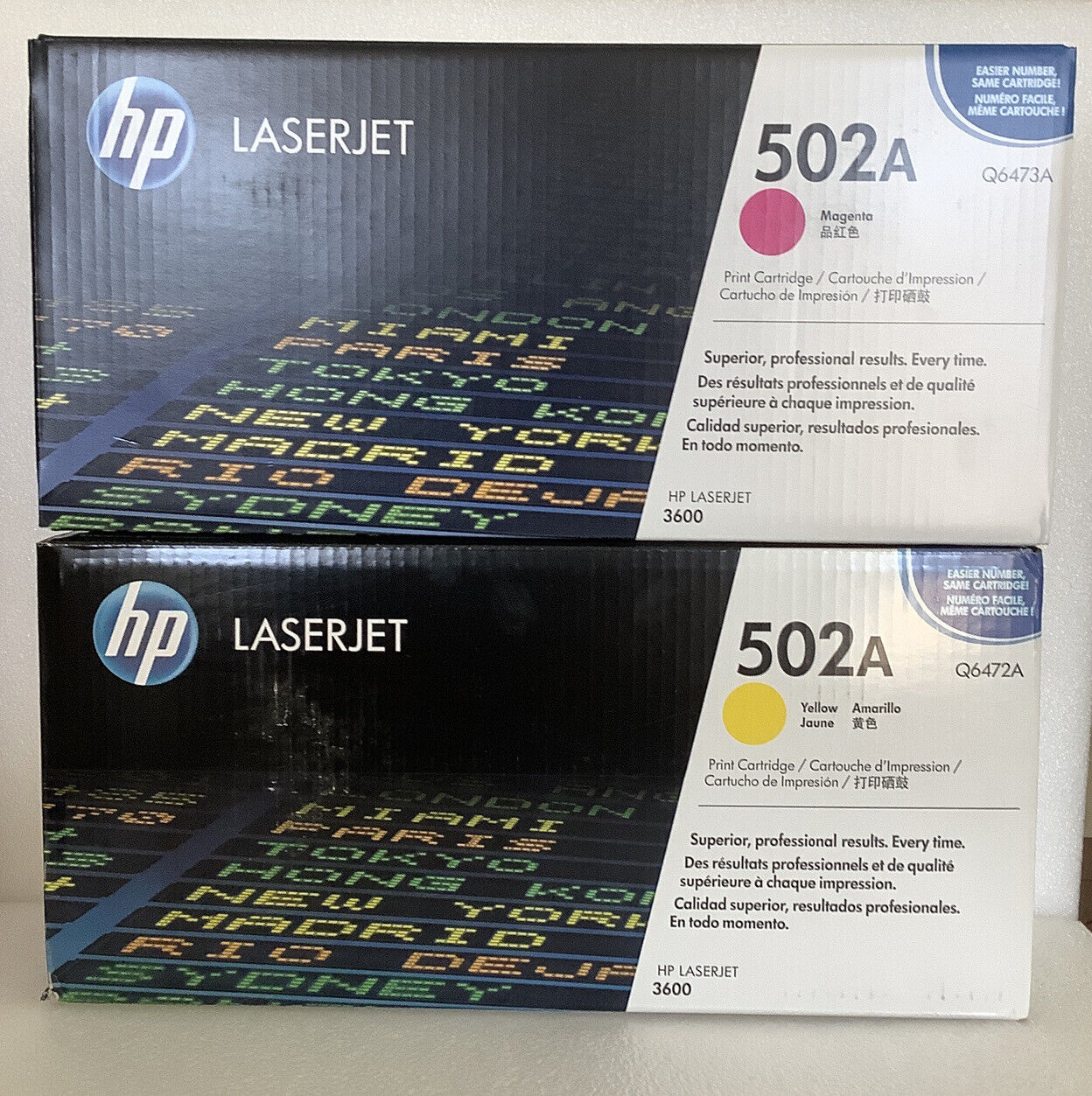New OEM/Genuine HP LaserJet Toner Print Cartridges 502A Yellow And Magenta