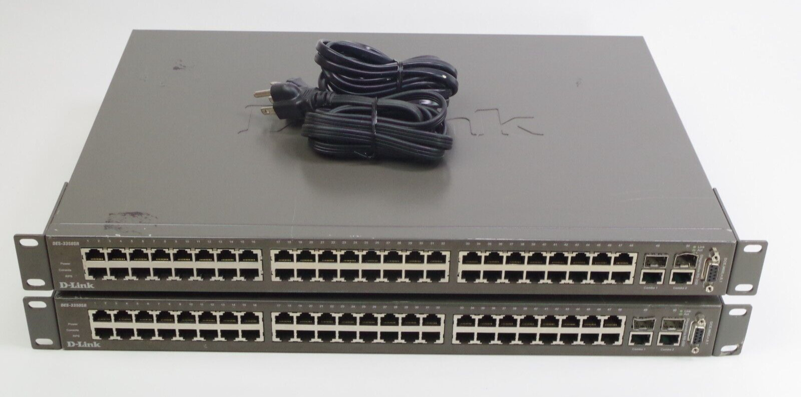 Lot of 2 D-Link DES-3350SR Ethernet Switch 48 x 10/100Base-TX Damaged Ports