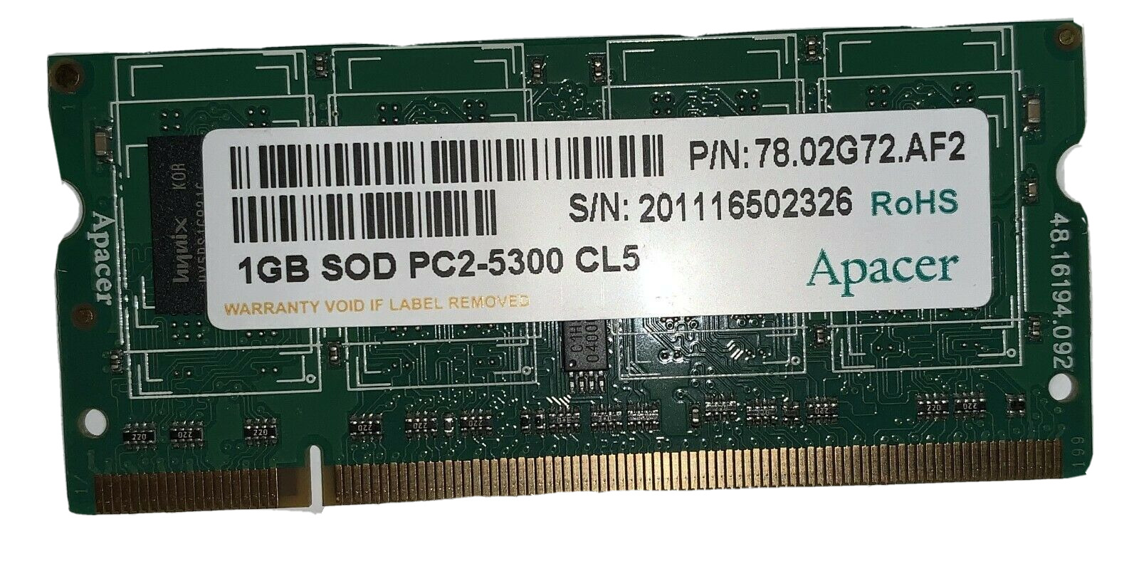 Apacer (2x 1GB) 667MHz PC2-5300 Non ECC 1.8V 200-Pin Laptop DDR2 SO-DIMM Memory