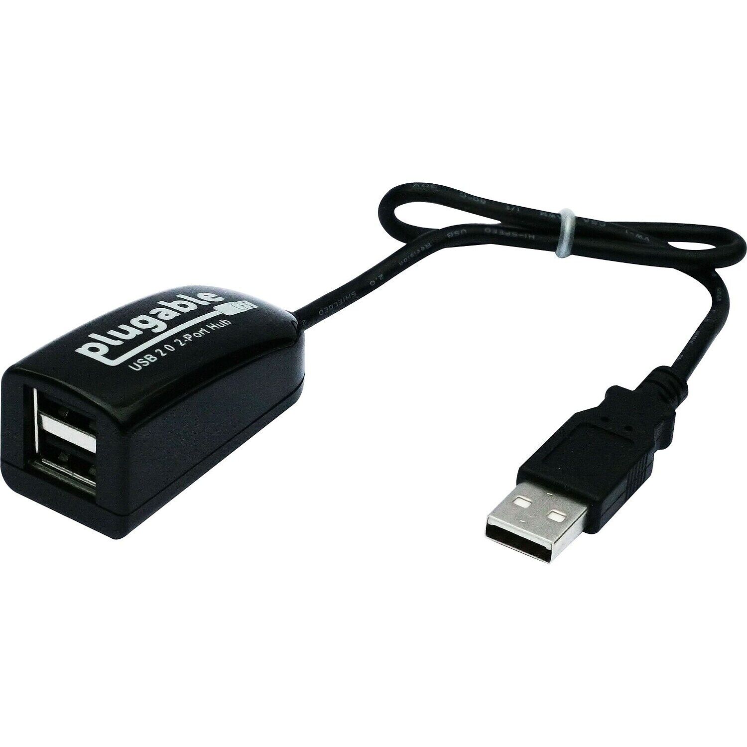 Plugable 2-Port USB 2.0 Hub/Splitter Black (USB2-2PORT)