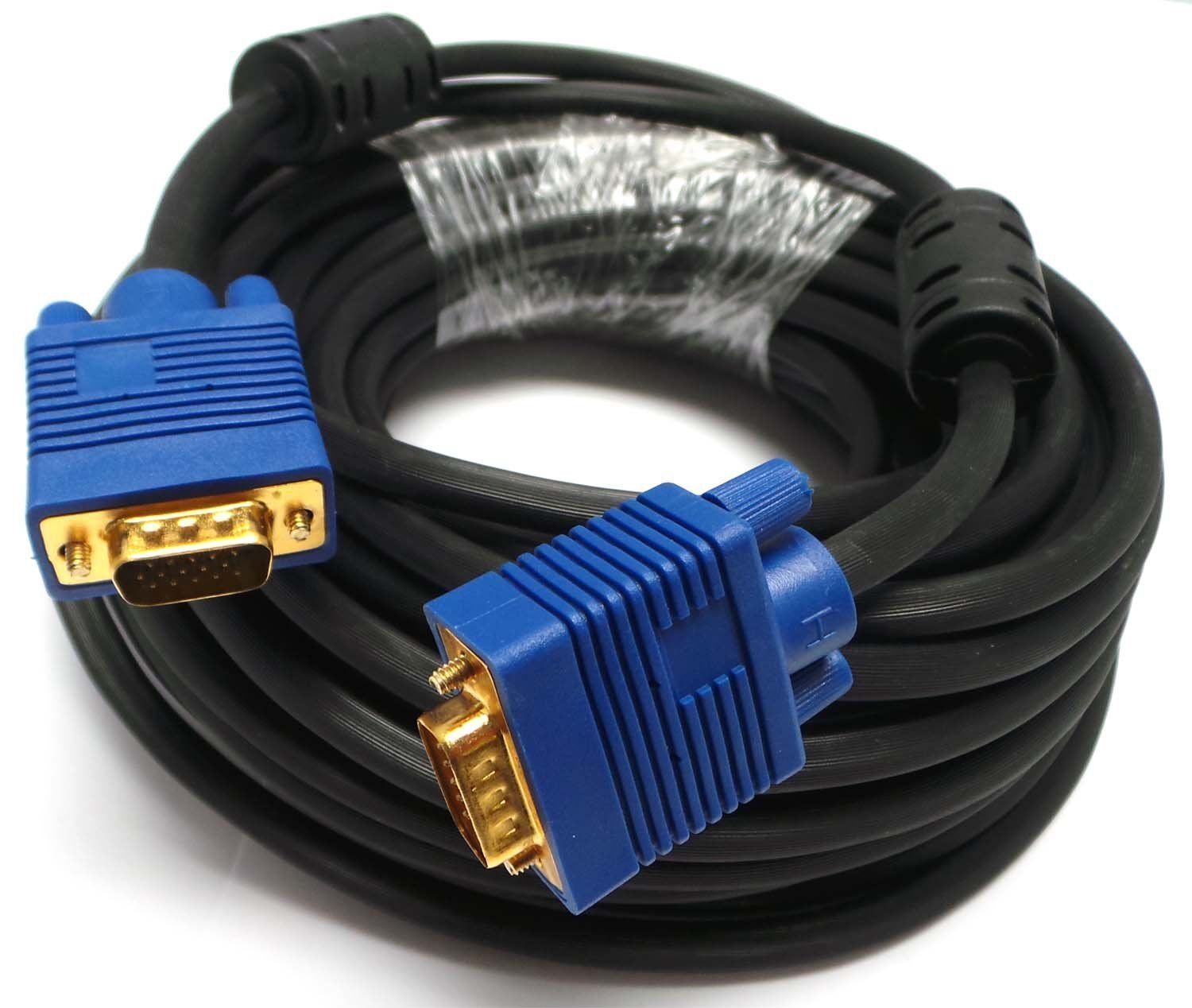 100FT 15PIN GOLD PLATE BLUE SVGA VGA ADAPTER Monitor Male Cable CORD FOR PC HDTV
