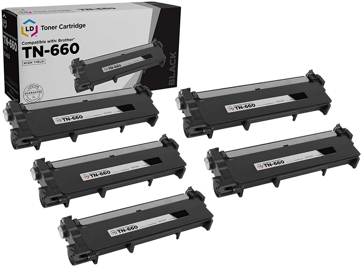 LD  5pk Comp Black Laser Cartridge for Brother Toner TN660 TN-660 HL-L2300D NEW
