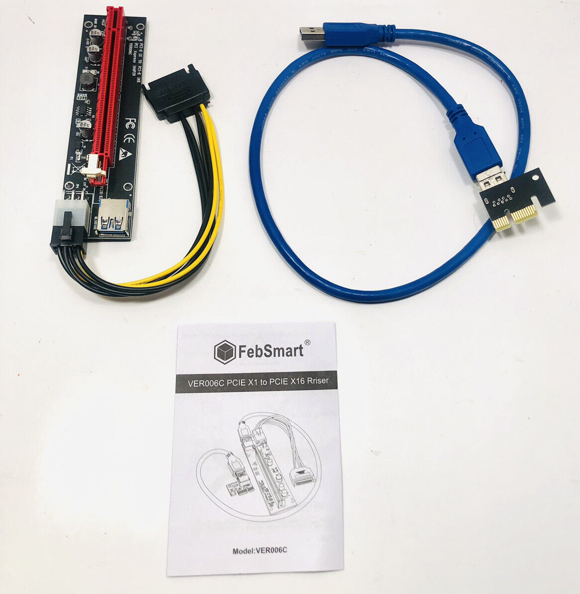 FebSmart ( PCI-E Riser VER006C Adapter Card New X1 To X16 ) New Other