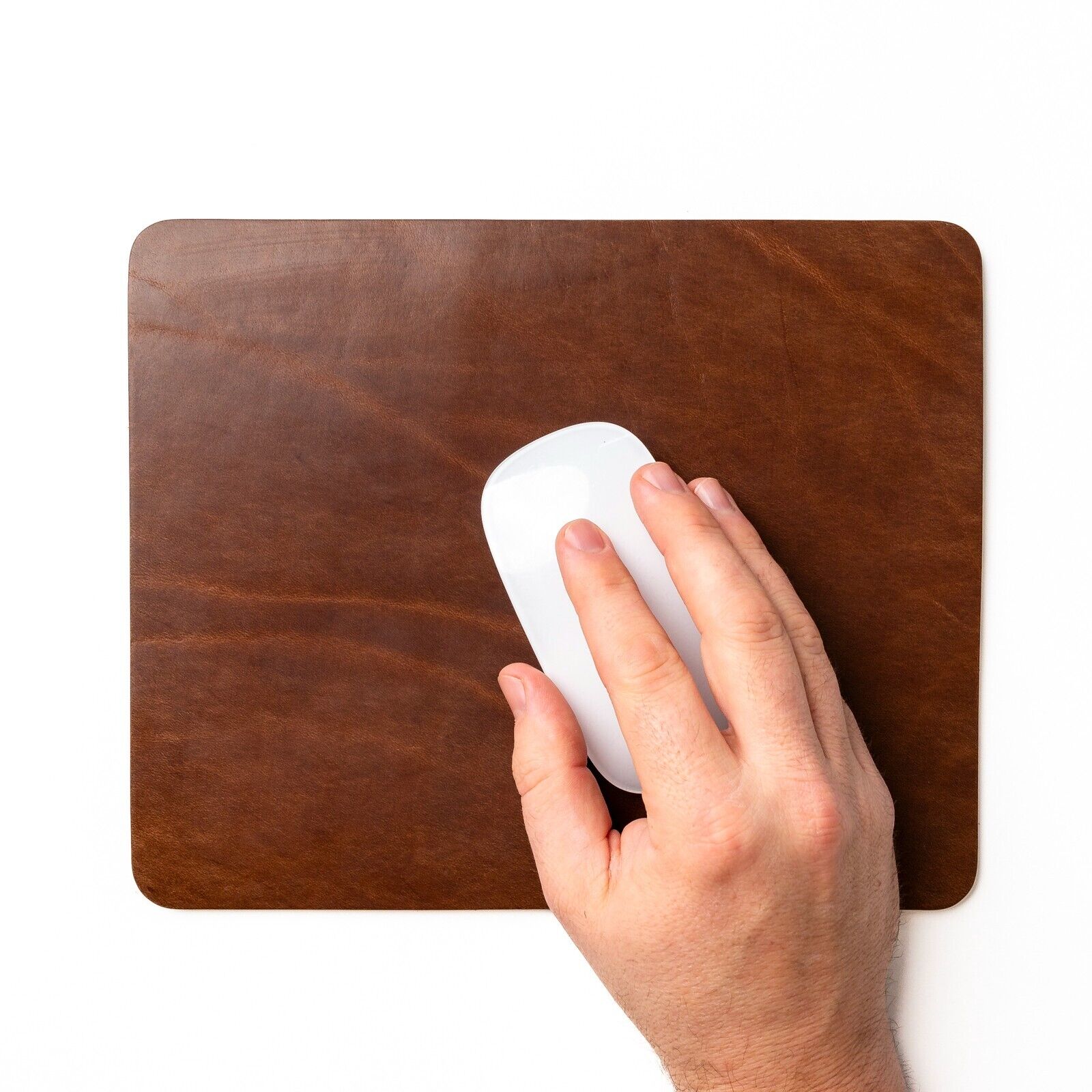 Premium Full Grain Leather Mouse Pad in Natural - Genuine Real Cowhide Leather