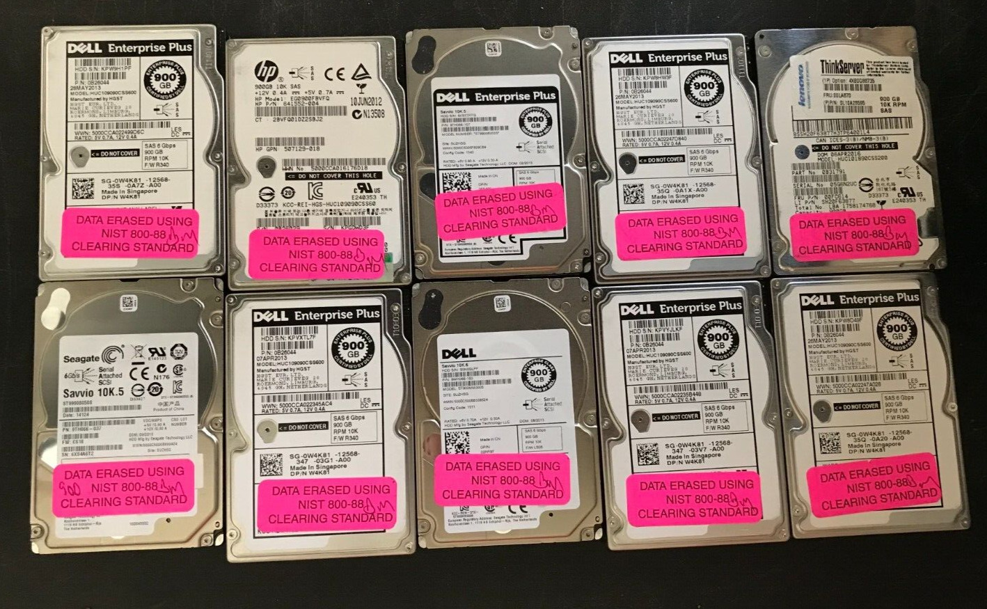 Lot of 10 900GB Mixed Lot Brand HDDS 2.5\