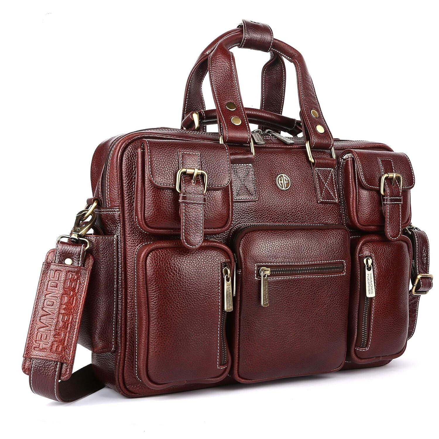 Men's Genuine Leather Laptop Messenger Shoulder Bag for Work and Travel (Brown)