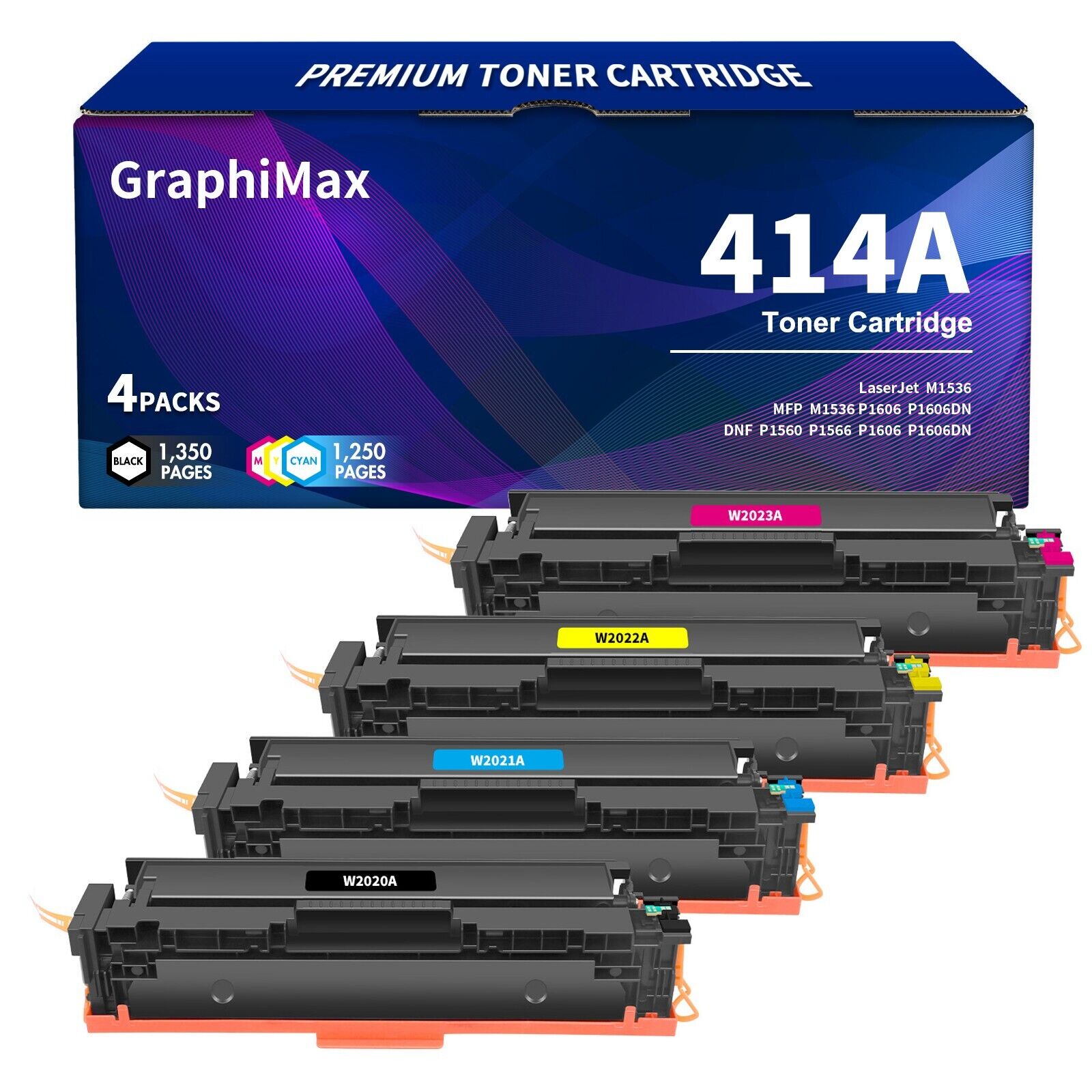 With Chip 4PK Toner Compatible With HP 414A W2020A Color LaserJet M455dn M480f