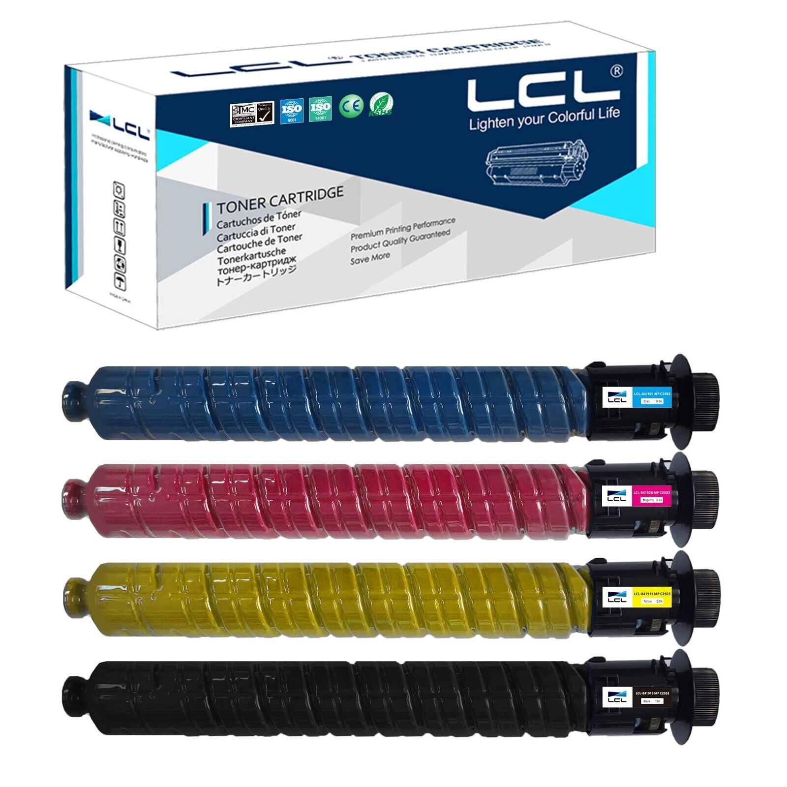 LCL Compatible Toner Cartridge Replacement for Ricoh 841918 841921 841920 841919