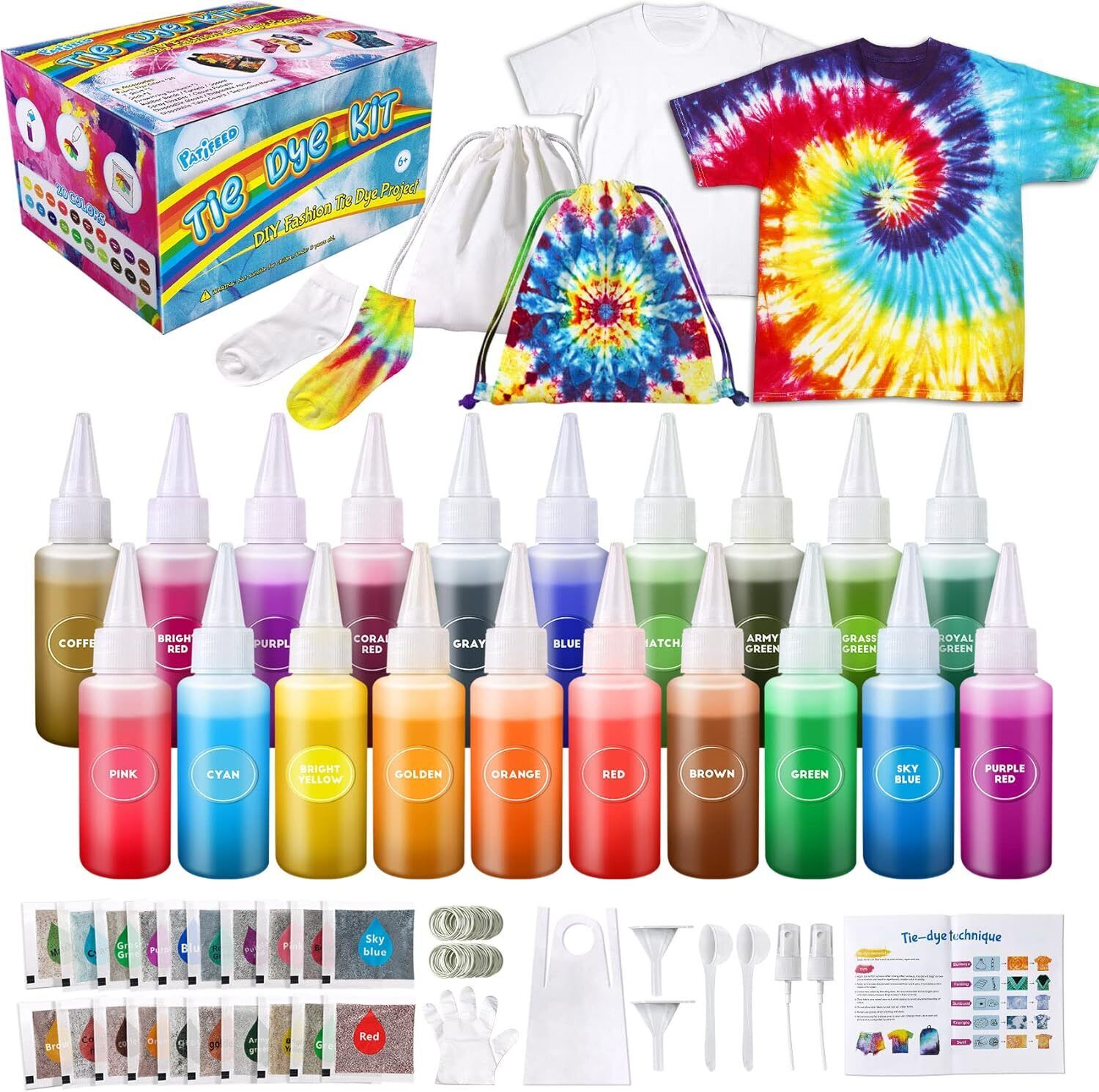 Tie Dye Kit, 20 Colors Fabric Non-Toxic for Kids, Adults, Large Groups, Party