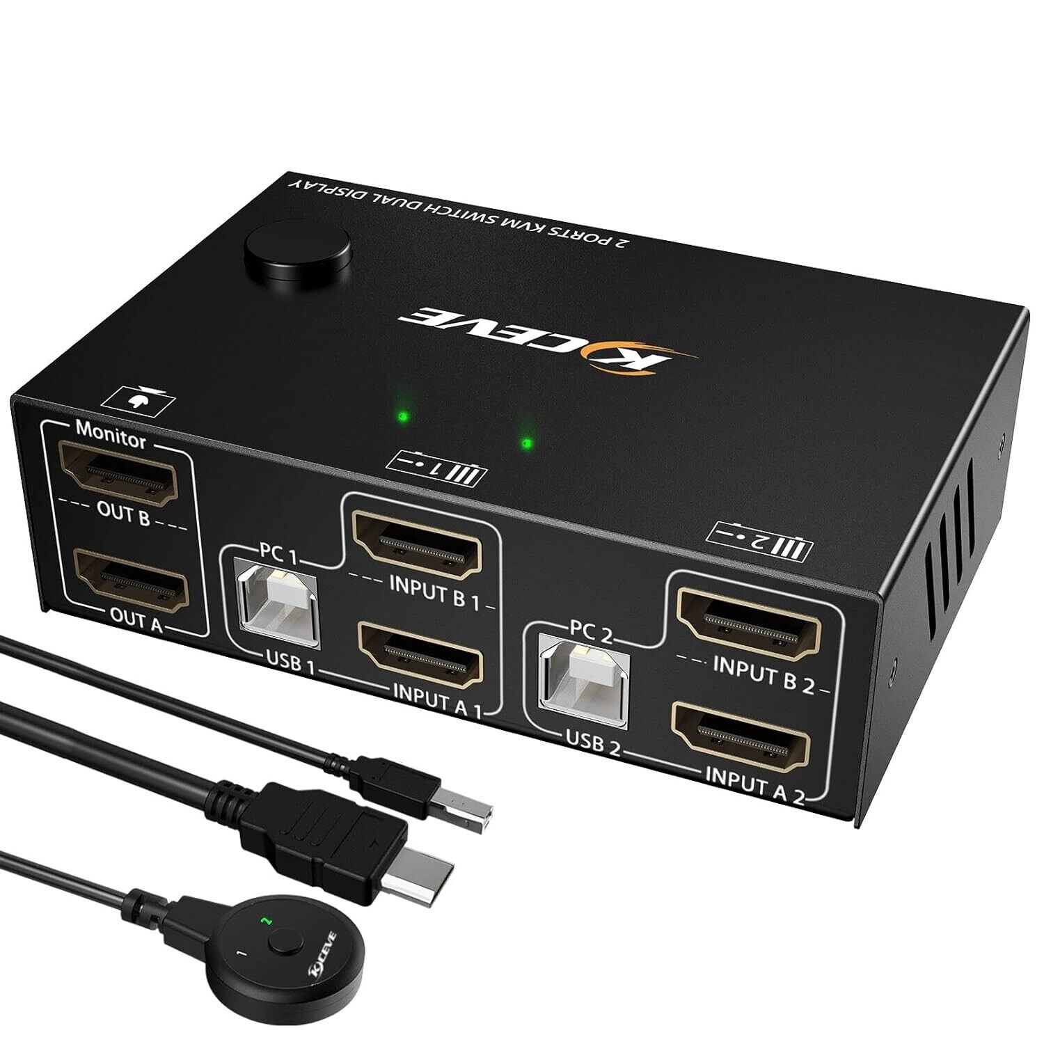 Dual Monitor KVM Switch HDMI 2 Port 4K-60Hz, USB HDMI Extended Display Swi