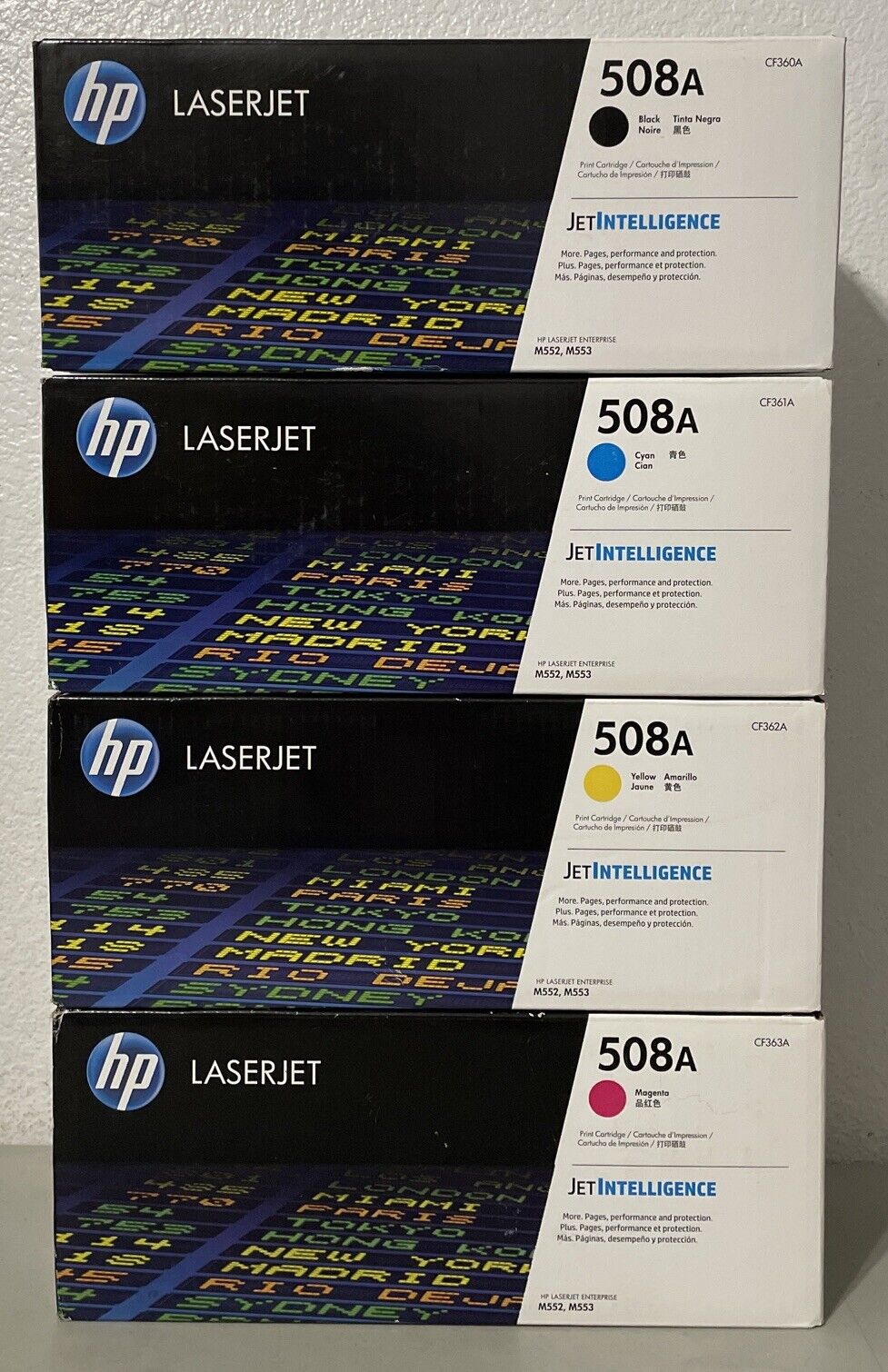 New Genuine HP 508A BCYM Toner Set CF360A, CF361A, CF362A, CF363A-Factory Sealed