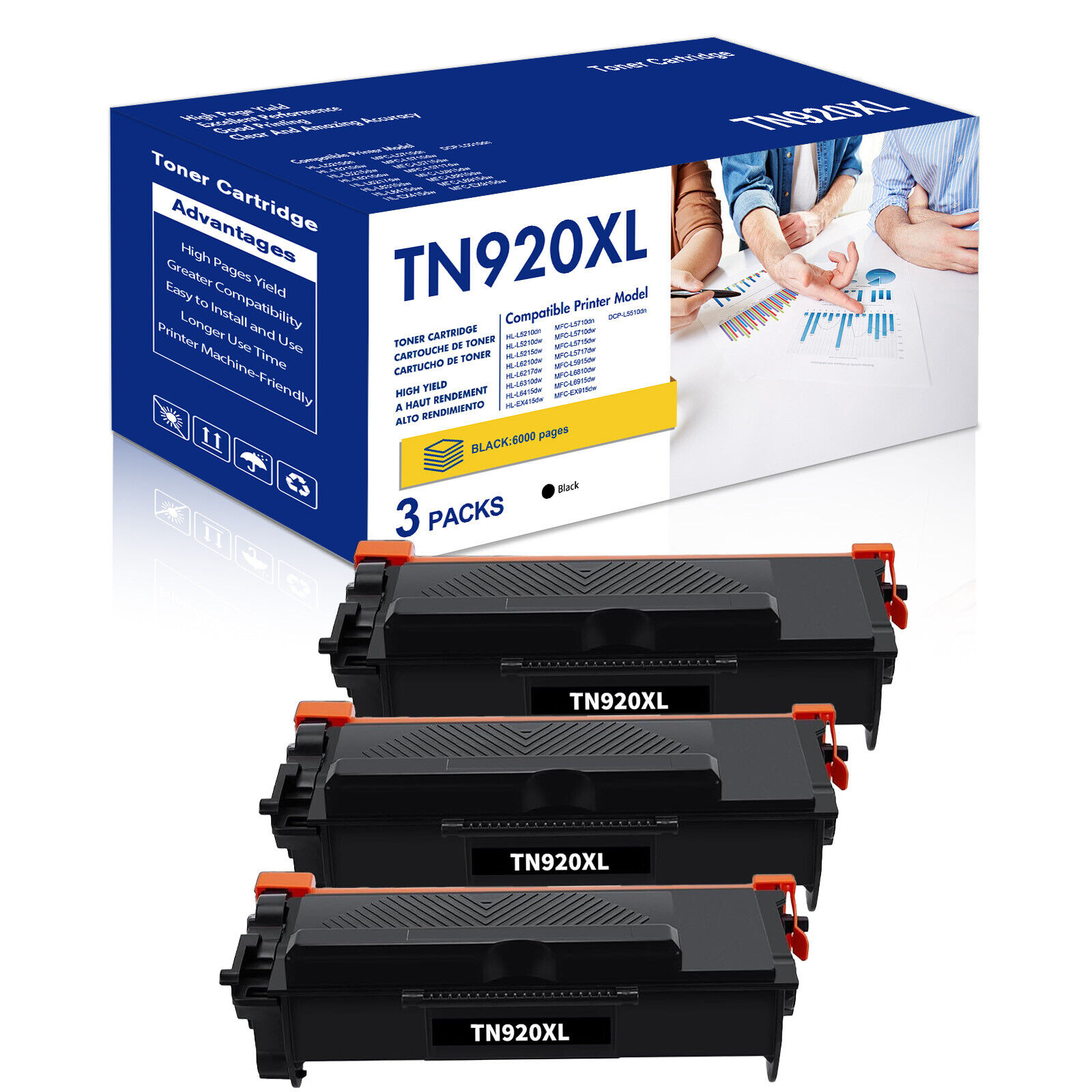 Black TN920XL Toner Cartridge fits for Brother TN920 HL-L5210DW HL-L6415DW LOT