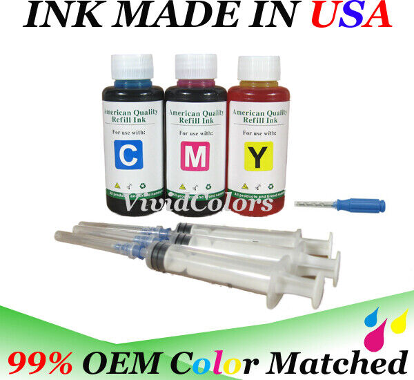 3x100ml Refill ink Canon PG-275 CL-276 Ink Cartridges Color TS3520 TS3522 TR4720