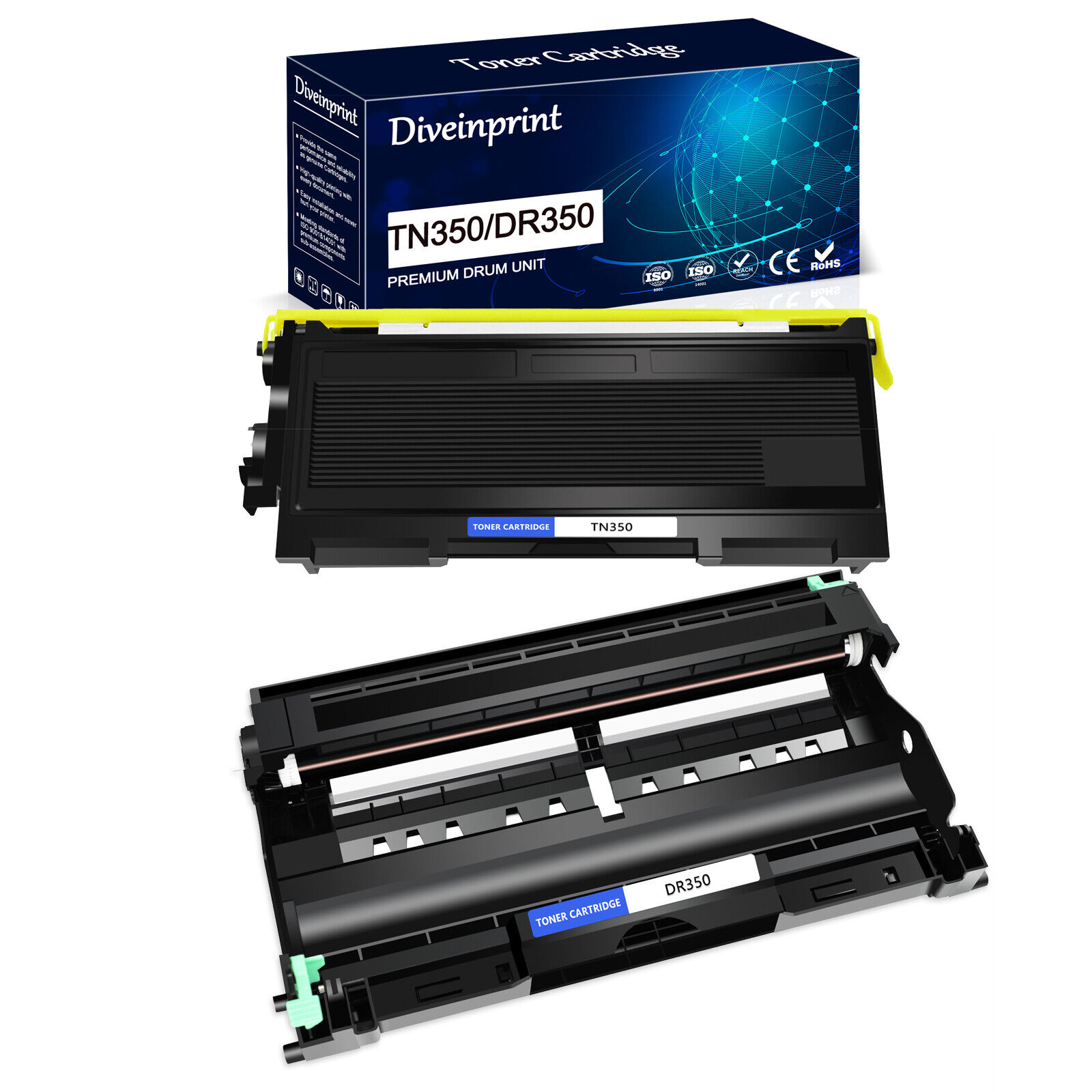 TN350 Toner & DR350 Drum Compatible With Brother MFC-7420 MFC-7820N DCP-7020  