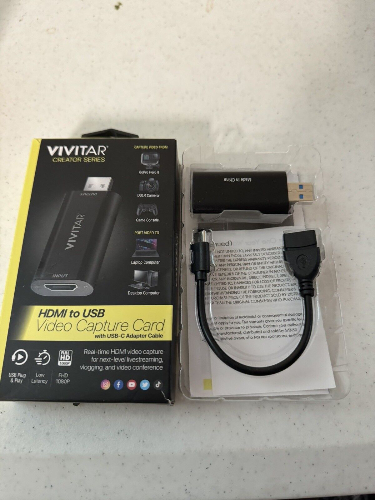Vivitar Creator Series HDMI to USB Video Capture Card with Real-time HDMI Video